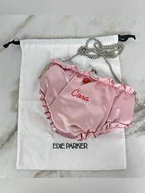 Edie Parker Pink Satin Undies Pouch Clutch Bag